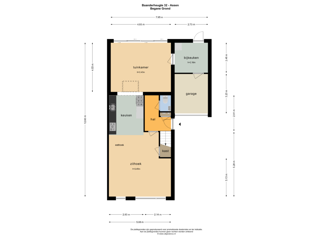 View floorplan of BEGANE GROND of Baanderheugte 32