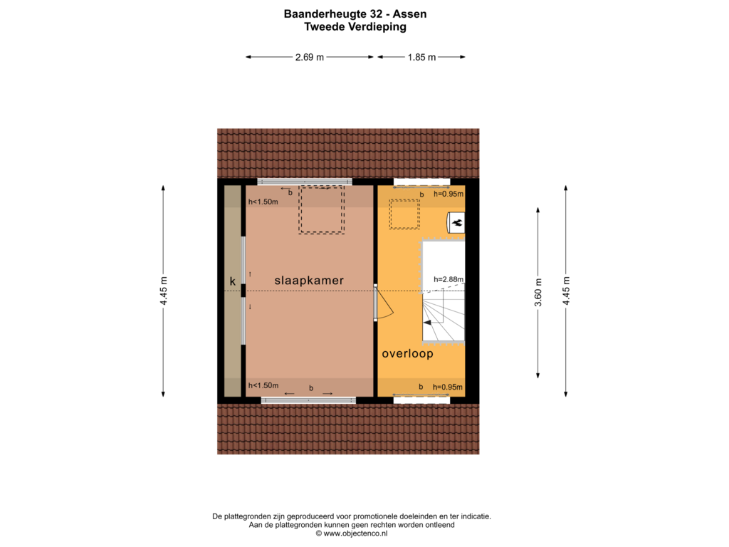 View floorplan of TWEEDE VERDIEPING of Baanderheugte 32