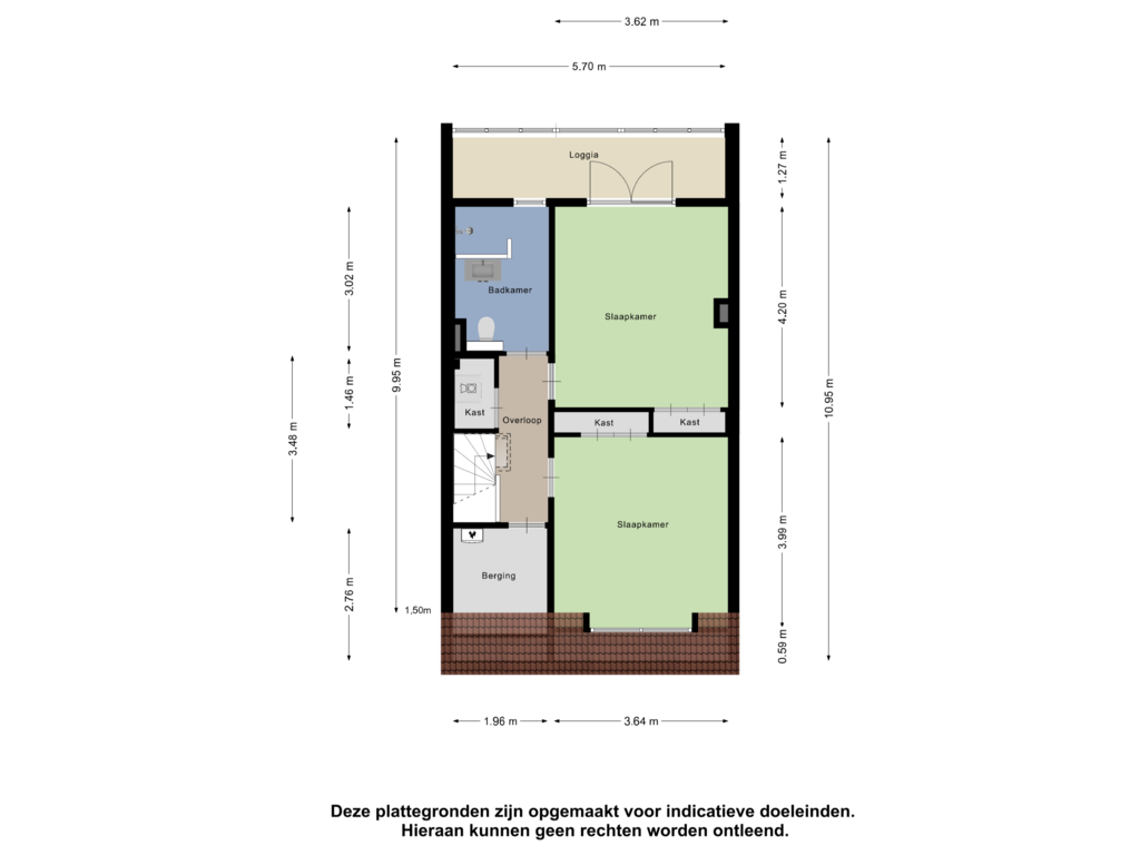 Bekijk plattegrond van Tweede Verdieping van Prins Hendrikstraat 206