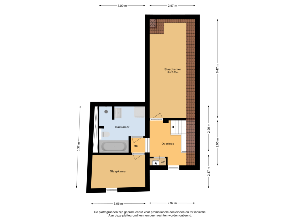 Bekijk plattegrond van Derde verdieping van Nieuwendijk 65