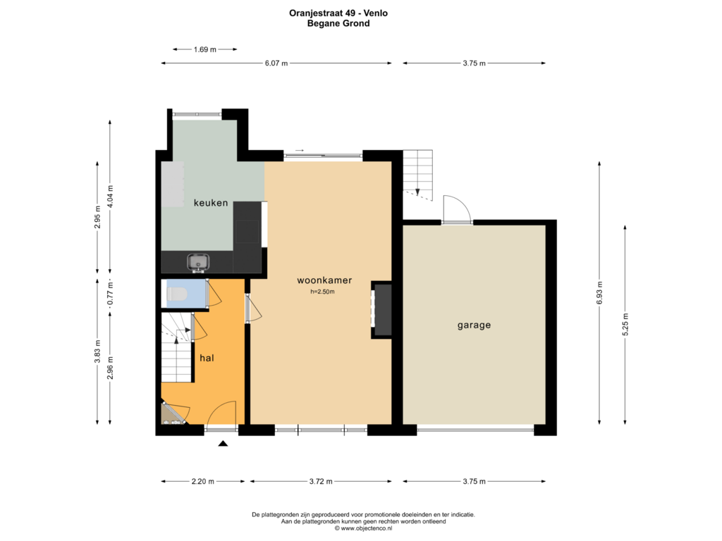 Bekijk plattegrond van Begane Grond van Oranjestraat 49