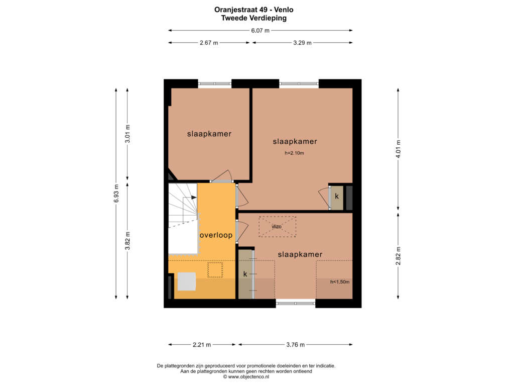 Bekijk plattegrond van Tweede Verdieping van Oranjestraat 49