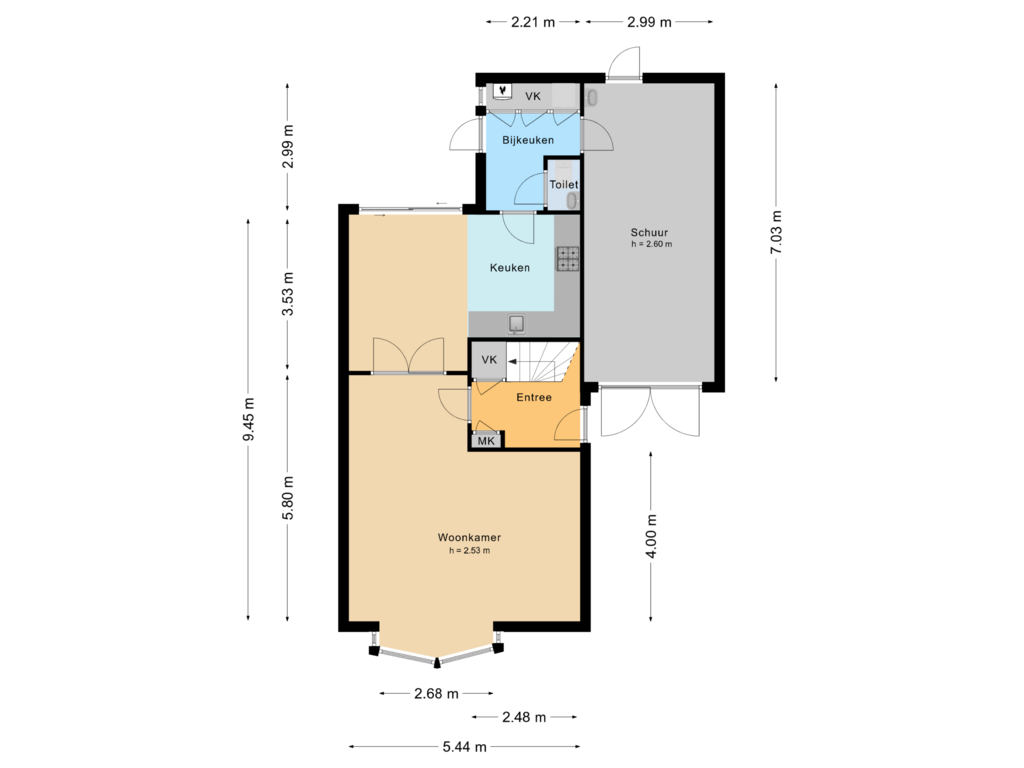 View floorplan of Begane grond of Sleg 6