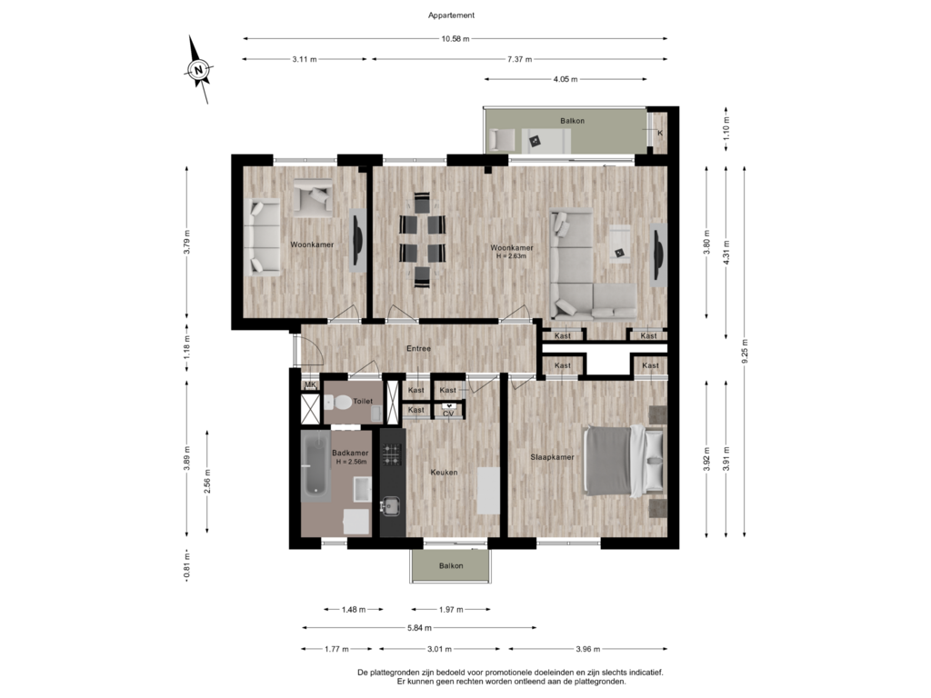 View floorplan of Appartement of Gabriëlstraat 57-2