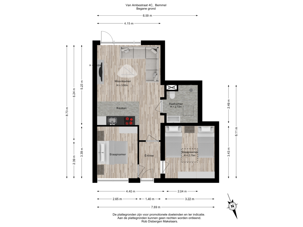 Bekijk plattegrond van Begane grond van van Ambestraat 4-C