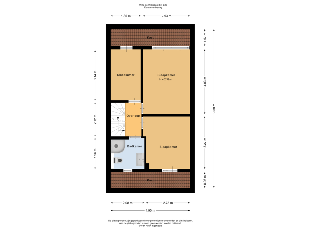 Bekijk plattegrond van Eerste verdieping van Witte de Withstraat 63