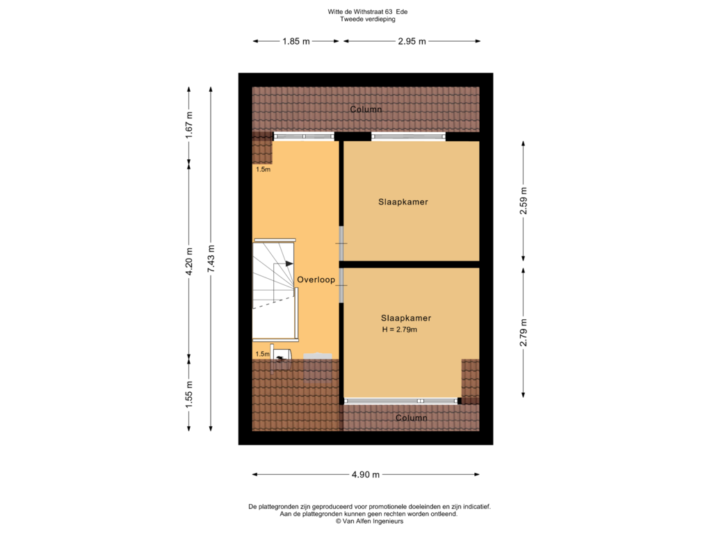 Bekijk plattegrond van Tweede verdieping van Witte de Withstraat 63