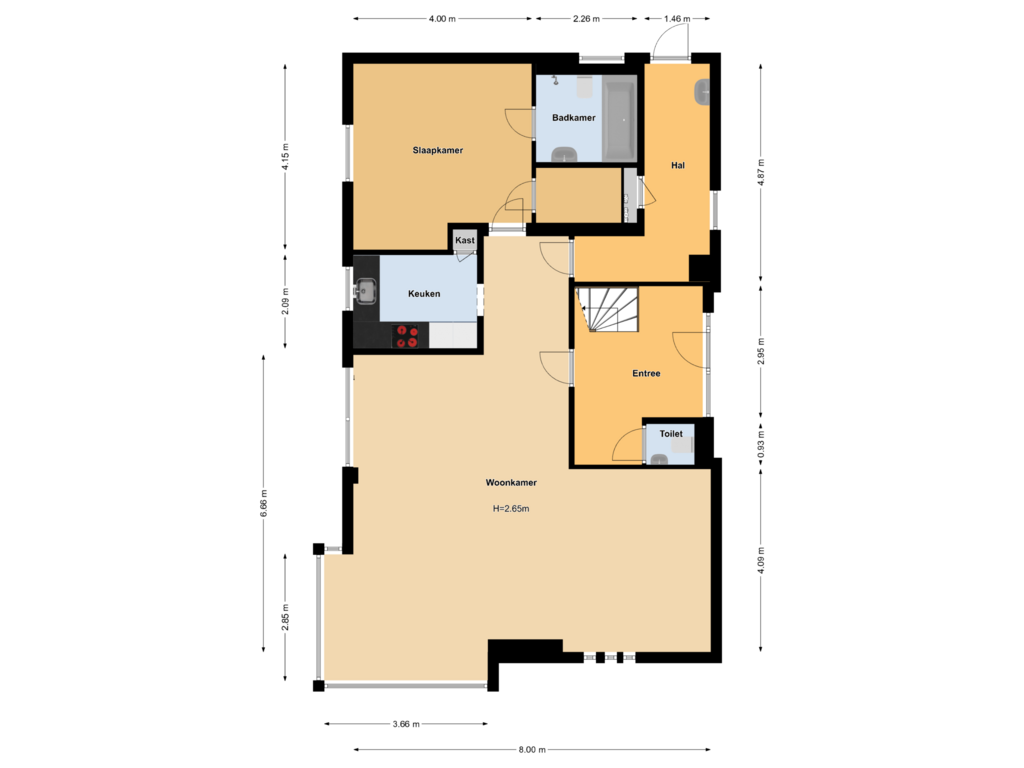 View floorplan of Begane grond of Zevenhuizerstraat 61