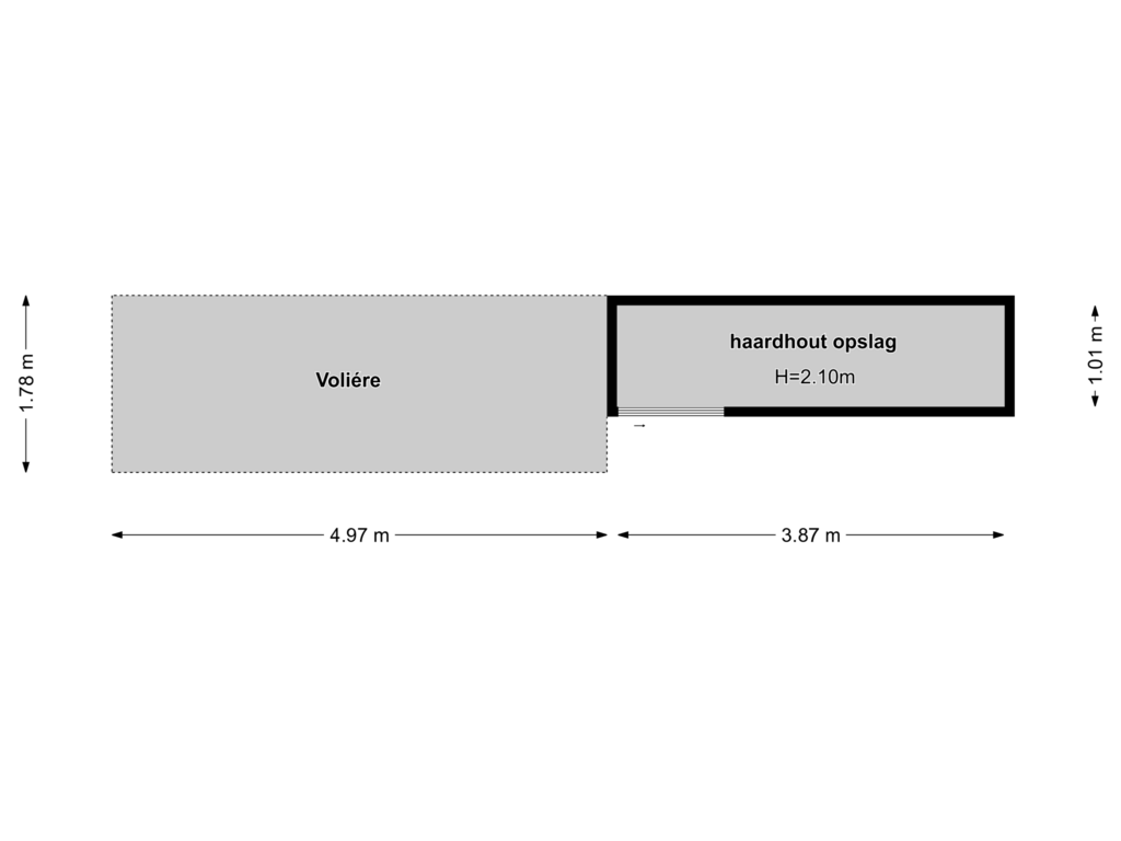 View floorplan of Voliére/haardhout opslag of Zevenhuizerstraat 61