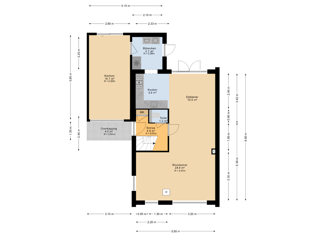 Bekijk plattegrond van Begane grond van Melkemastate 46