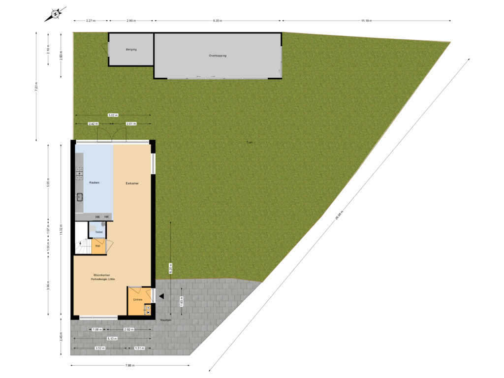 Bekijk plattegrond van Begane grond  tuin van Blauwe Reiger 1