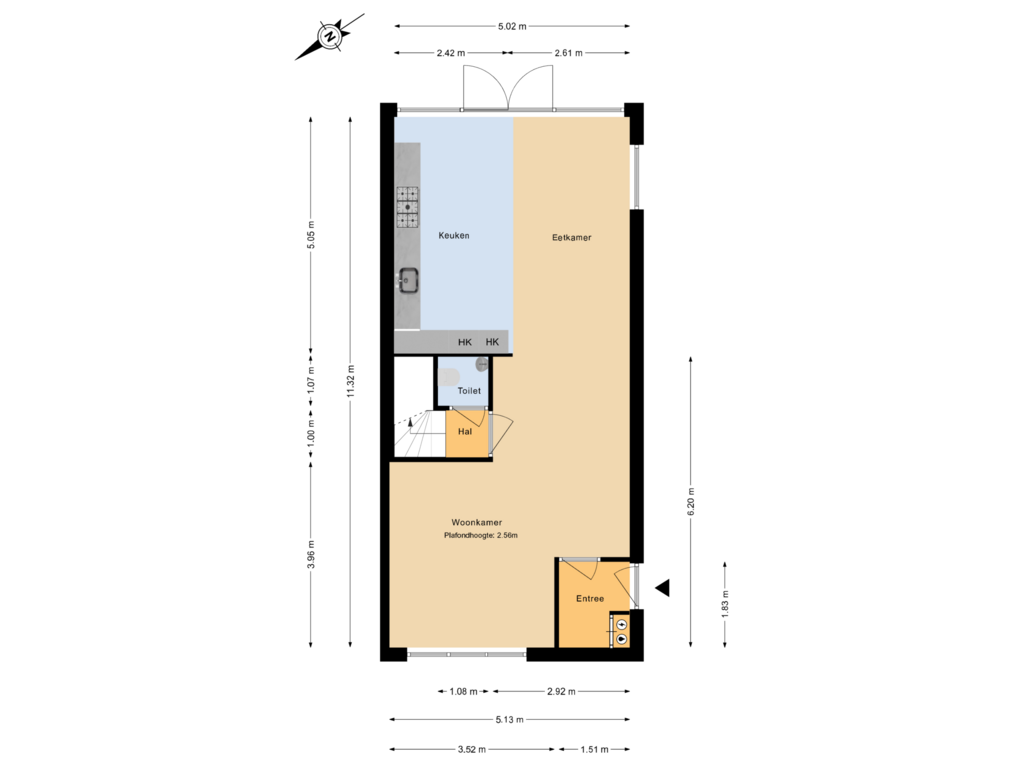 Bekijk plattegrond van Begane grond  van Blauwe Reiger 1