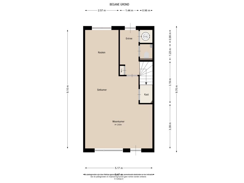 Bekijk plattegrond van Begane grond van Wilgenstraat 16