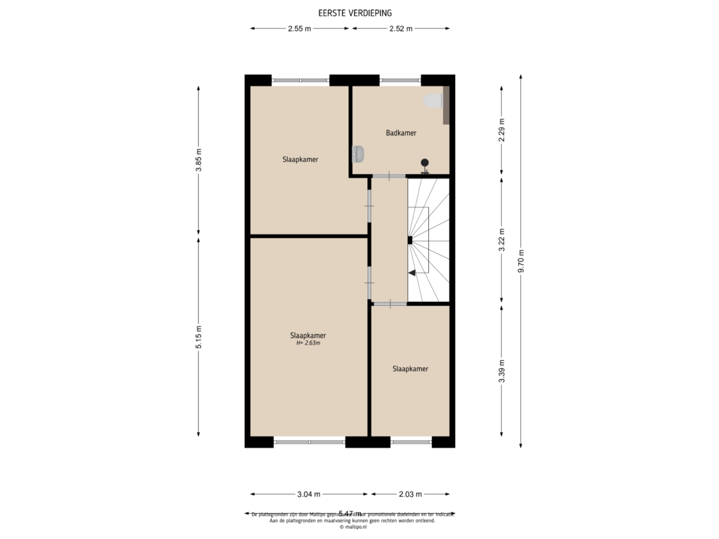 Bekijk plattegrond van Eerste verdieping van Wilgenstraat 16