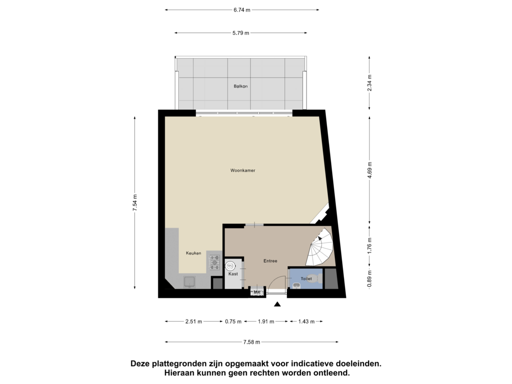 Bekijk plattegrond van Eerste Verdieping van Bergstraat 38