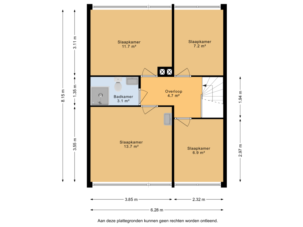 Bekijk plattegrond van Eerste verdieping van De Tsjalk 27