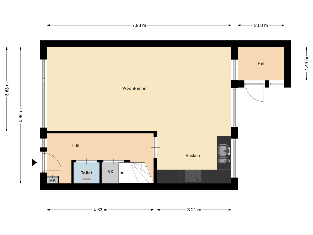 Bekijk plattegrond van Begane Grond van Rotterdambaan 8