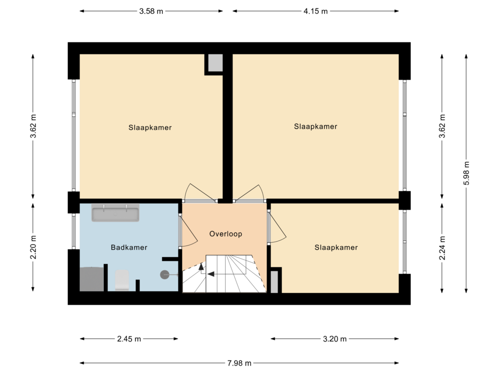 Bekijk plattegrond van 1e Verdieping van Rotterdambaan 8