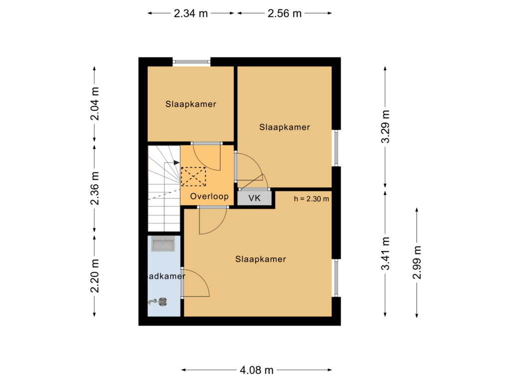 View floorplan of Eerste verdieping of Kerkstraat 33