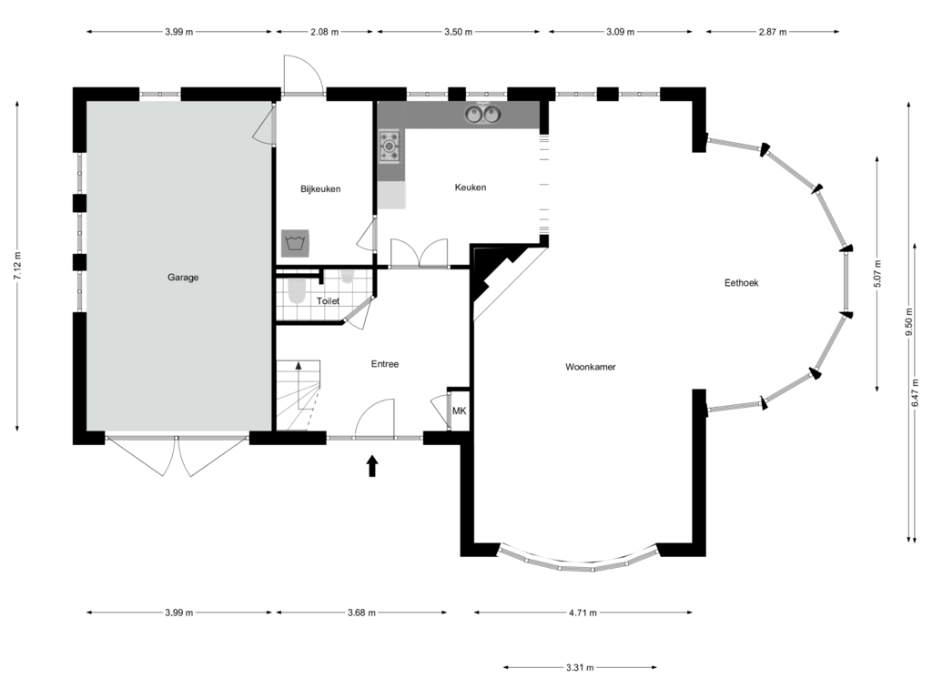 Bekijk plattegrond van Begane grond van Selschardijk 11-A