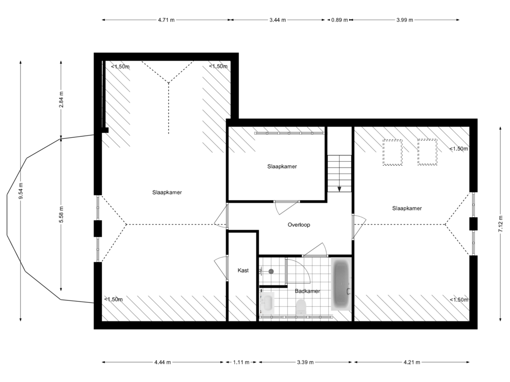 Bekijk plattegrond van 1e Verdieping van Selschardijk 11-A