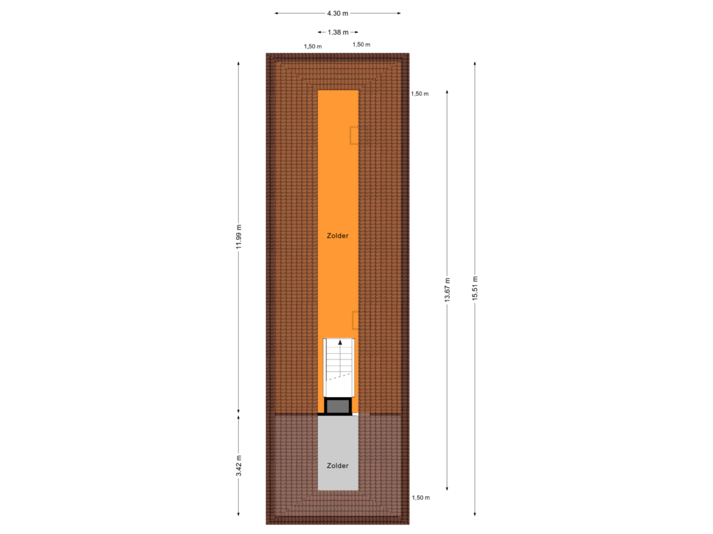 View floorplan of Zolder of Achterstraat 64