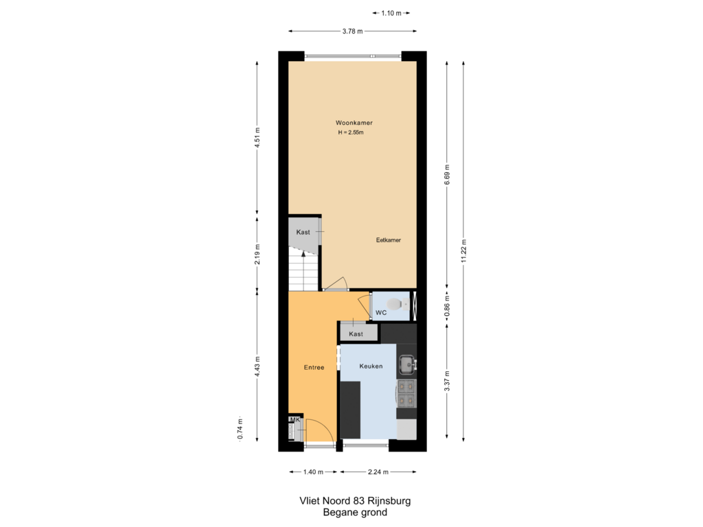 View floorplan of Begane grond of Vliet Noordzijde 83