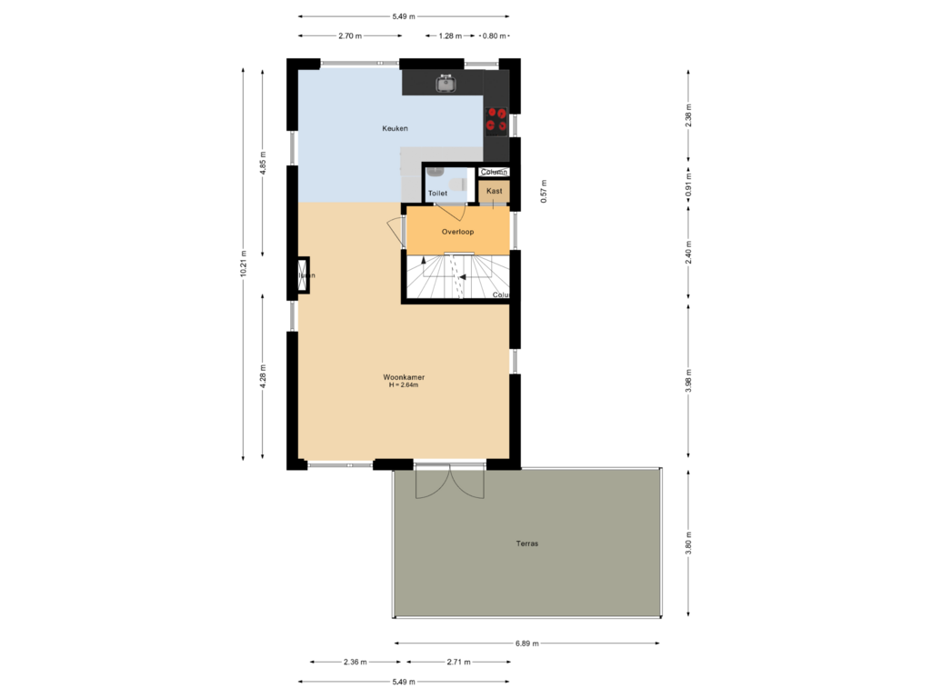 View floorplan of Eerste verdieping of Onderlangs 27