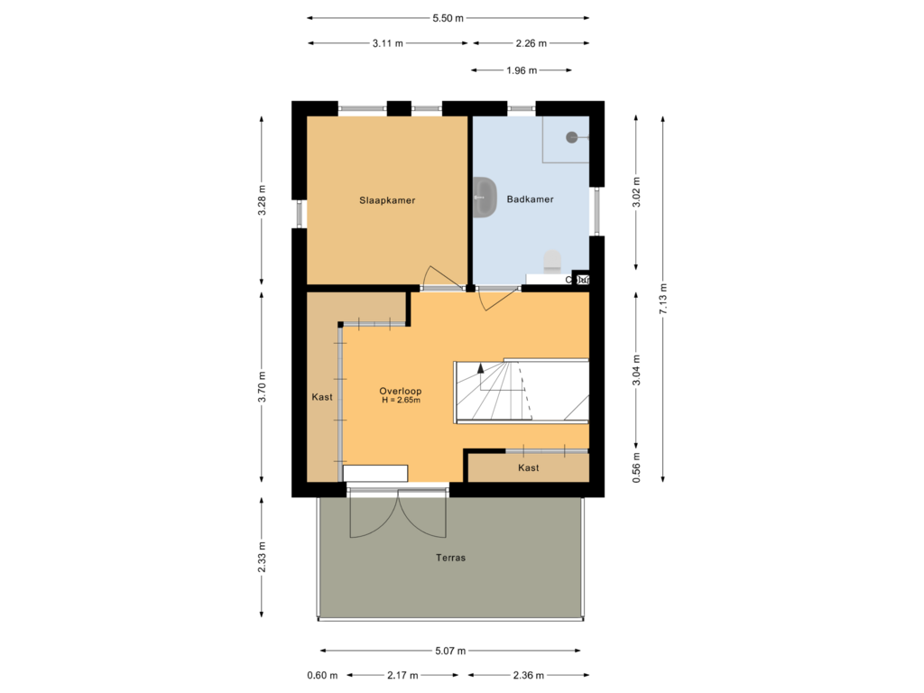 View floorplan of Tweede verdieping of Onderlangs 27