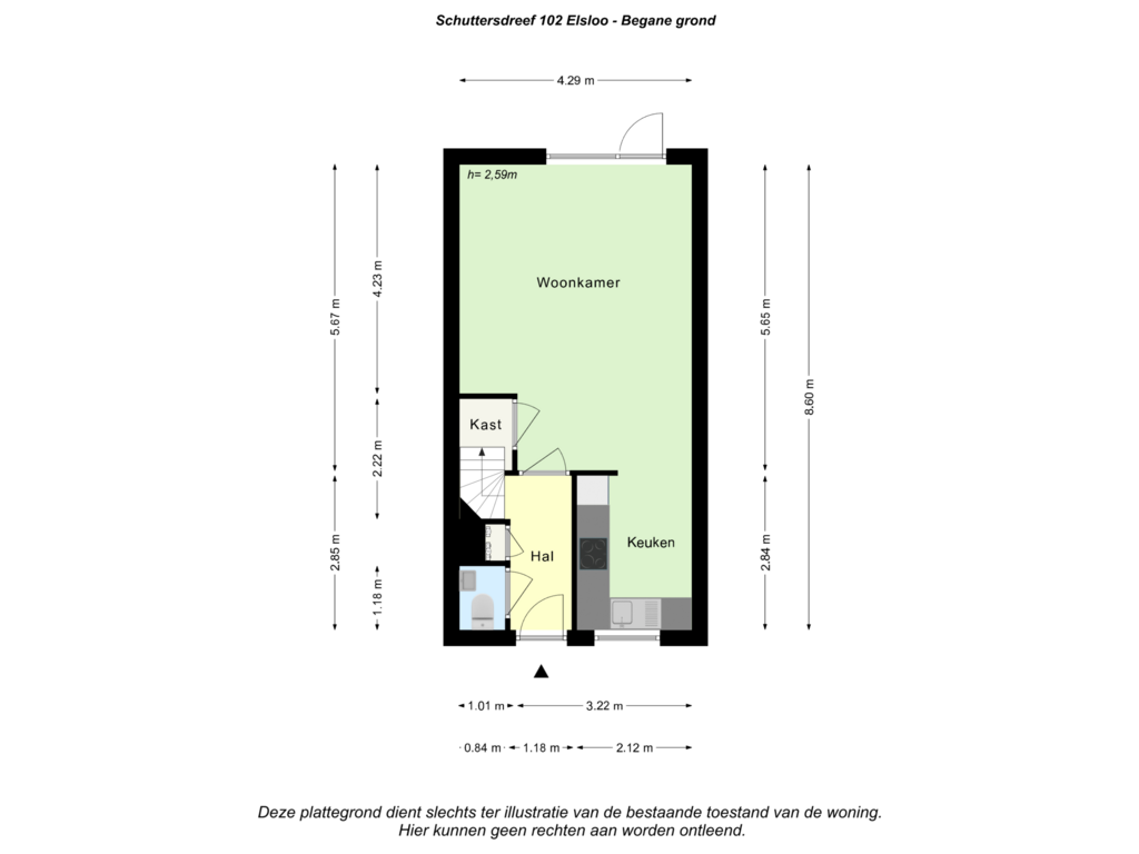 View floorplan of Begane grond of Schuttersdreef 102