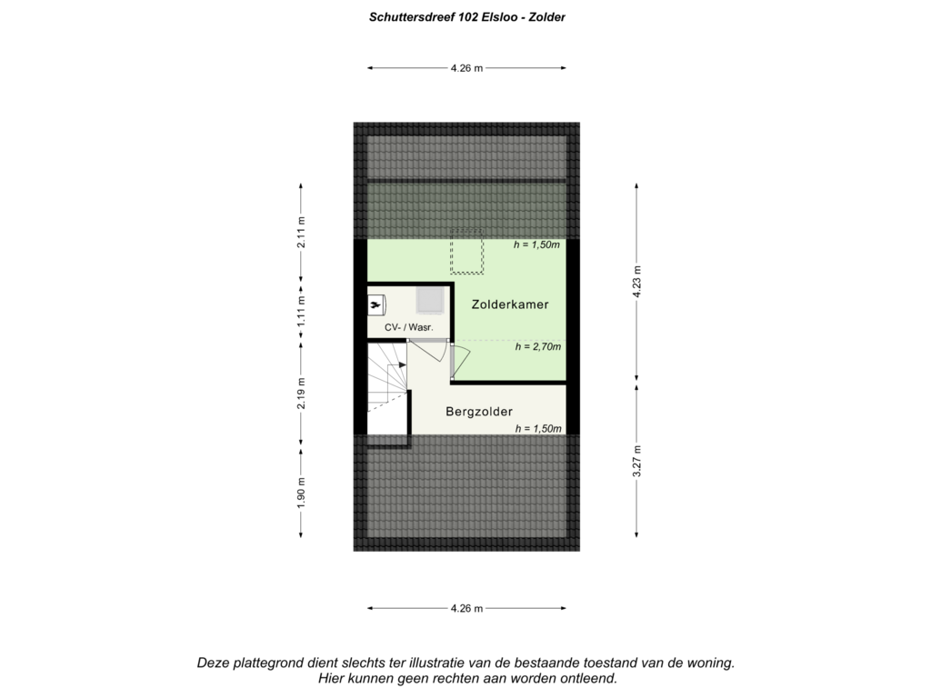 View floorplan of Zolder of Schuttersdreef 102