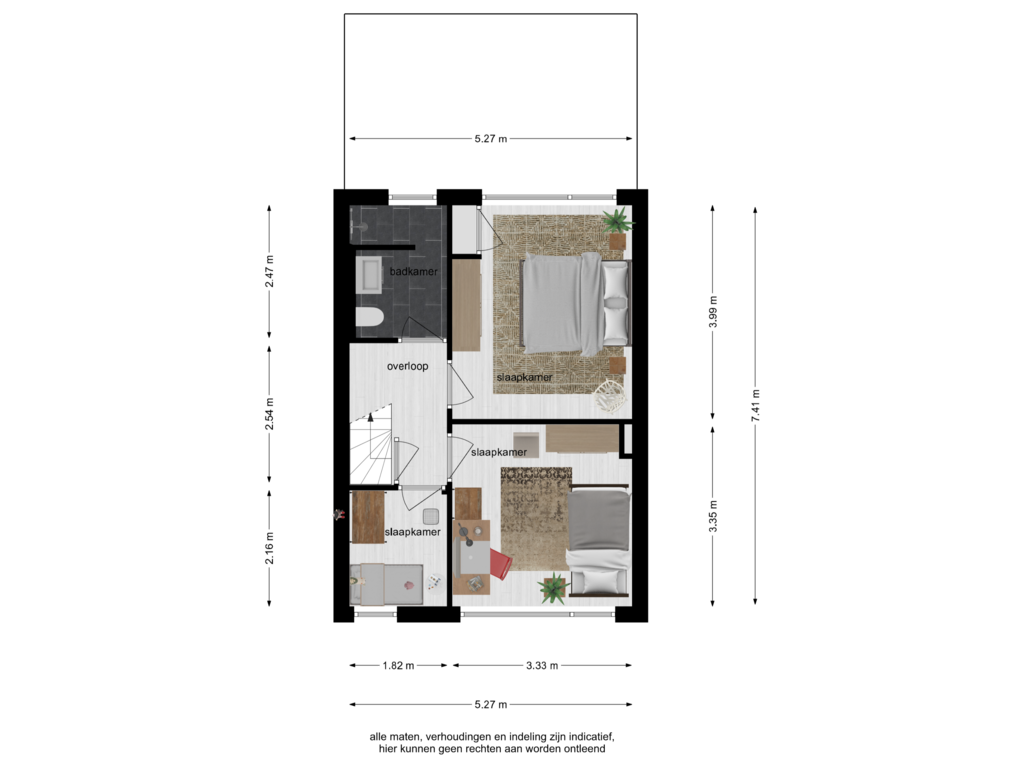 View floorplan of Eerste verdieping of Brederostraat 8