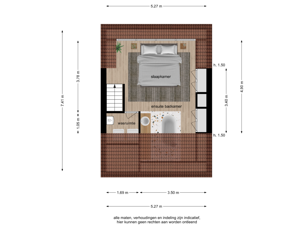 View floorplan of Tweede verdieping (copy) of Brederostraat 8