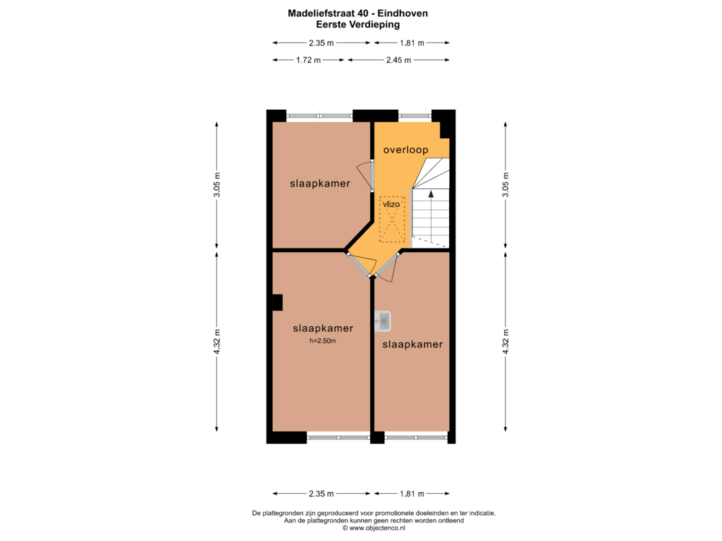 View floorplan of EERSTE VERDIEPING of Madeliefstraat 40