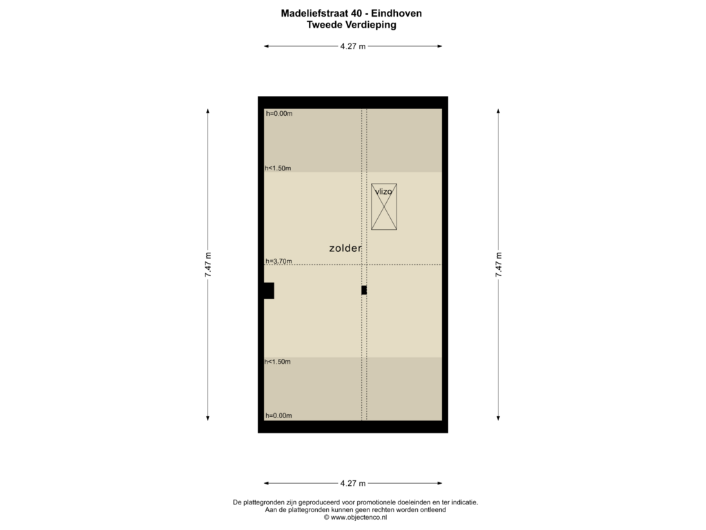 View floorplan of TWEEDE VERDIEPING of Madeliefstraat 40