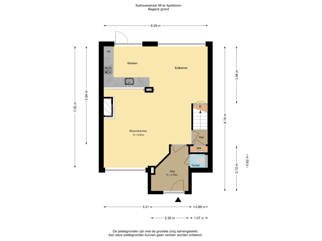 Bekijk plattegrond van Begane grond van Kalmoesstraat 48