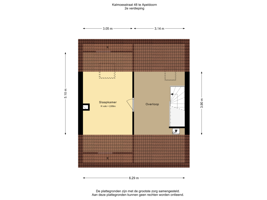 Bekijk plattegrond van 2e verdieping van Kalmoesstraat 48