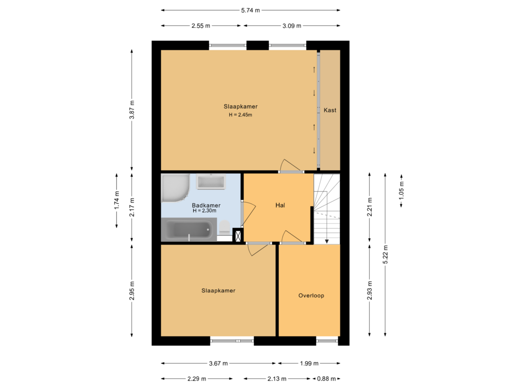 Bekijk plattegrond van Eerste verdieping van Lastdragerstraat 43