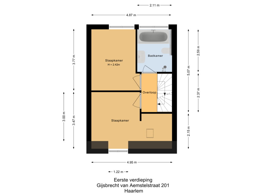 View floorplan of Eerste verdieping of Gijsbrecht van Aemstelstraat 201