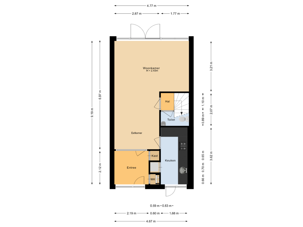 View floorplan of Begane grond of Slinge 27