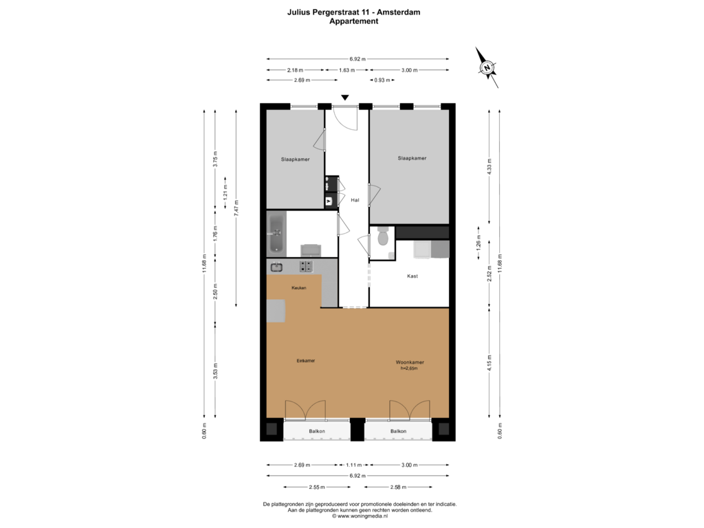 Bekijk plattegrond van Appartement van Julius Pergerstraat 11