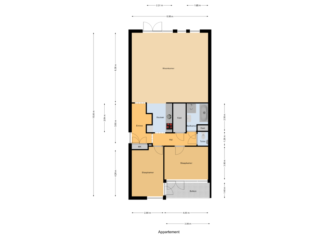 View floorplan of Appartement of Mariënburg 19