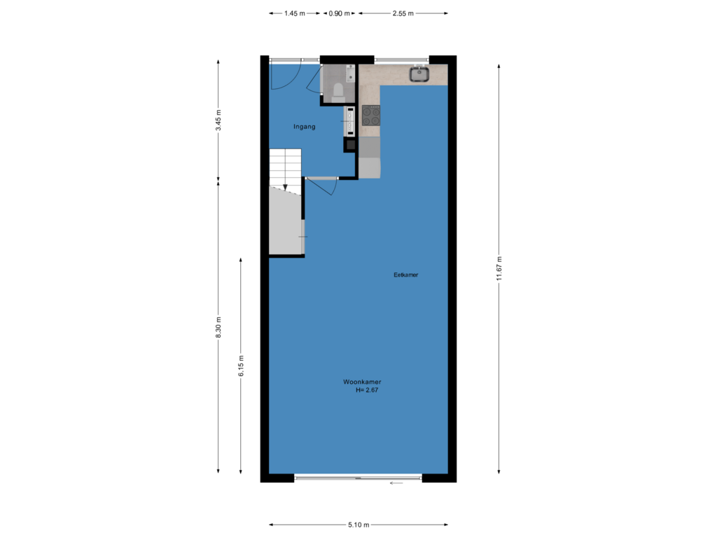 Bekijk plattegrond van Begane grond van Gaffeltiende 31