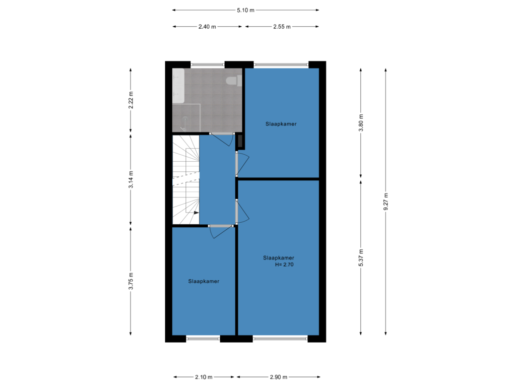 Bekijk plattegrond van Eerste etage van Gaffeltiende 31