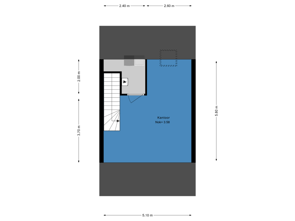 Bekijk plattegrond van Tweede etage van Gaffeltiende 31