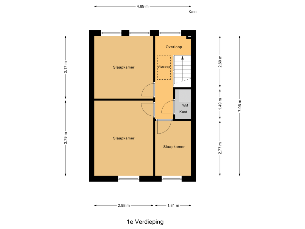 Bekijk plattegrond van 1e Verdieping van Leijsenhoek 113