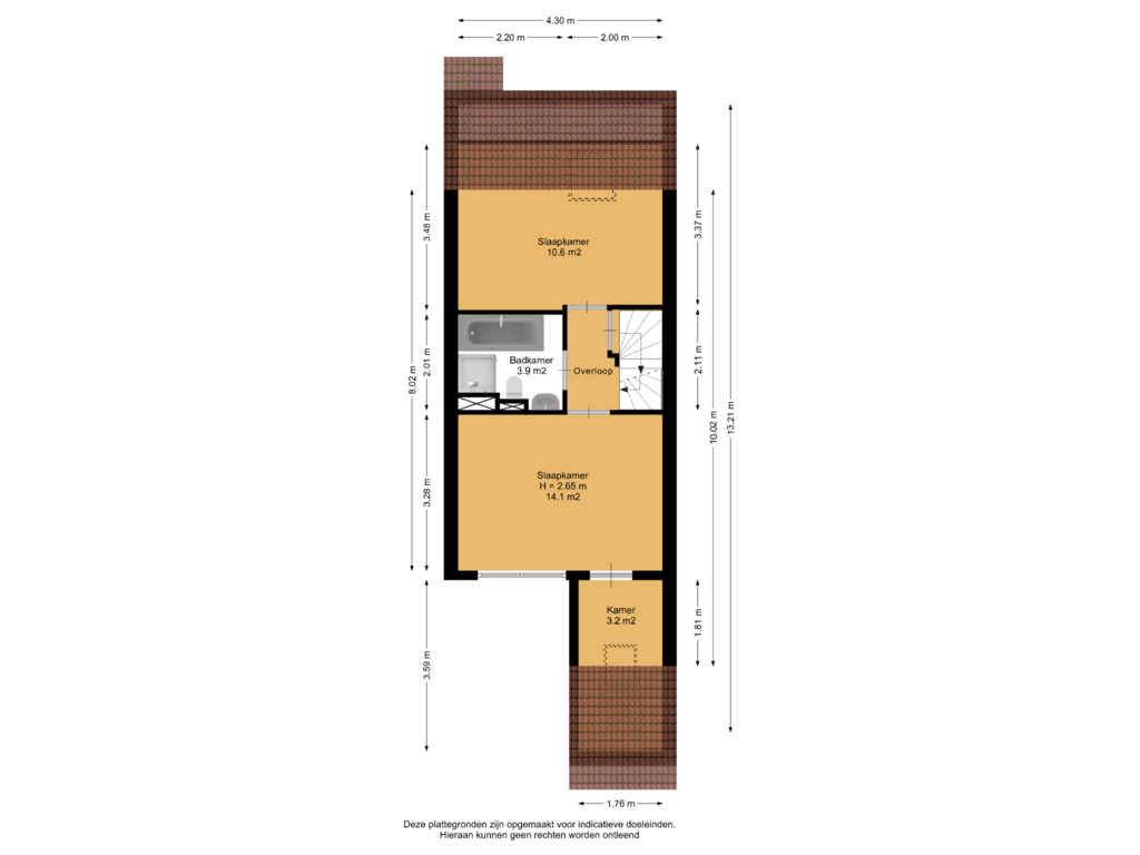 View floorplan of 1e Verdieping of Sartrezijde 15