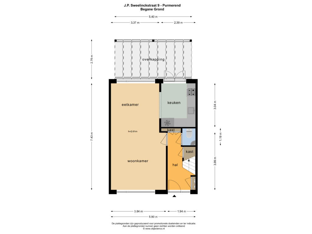 Bekijk plattegrond van BEGANE GROND van J.P. Sweelinckstraat 9