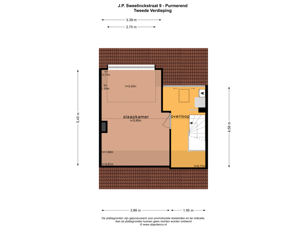 Bekijk plattegrond van TWEEDE VERDIEPING van J.P. Sweelinckstraat 9