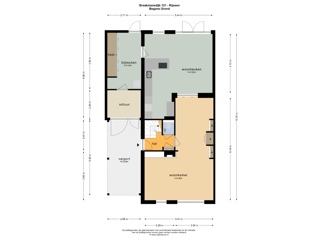 Bekijk plattegrond van BEGANE GROND van Braakmansdijk 121